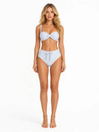 Blue Gingham Gathered-Front Bikini & Boyshort Set