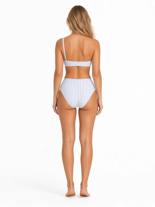 Blue Gingham Gathered-Front Bikini & Boyshort Set
