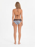 Blue & Brown Stripe Halter Bikini Set