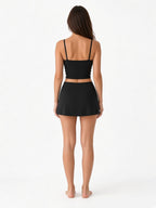 Contrast-Trim Three-Piece Tankini & Skirt Set