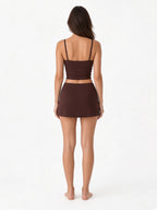 Contrast-Trim Three-Piece Tankini & Skirt Set