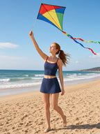 Contrast-Trim Three-Piece Tankini & Skirt Set