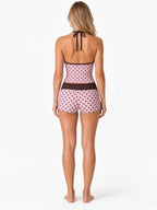 Contrast-Trim Halter Tankini and Boyshort Set
