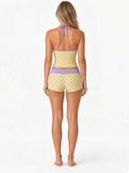 Contrast-Trim Halter Tankini and Boyshort Set