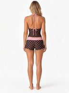 Contrast-Trim Halter Tankini and Boyshort Set