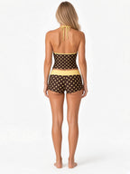 Contrast-Trim Halter Tankini and Boyshort Set