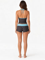 Contrast-Trim Halter Tankini and Boyshort Set