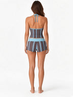 Contrast-Trim Halter Tankini and Boyshort Set