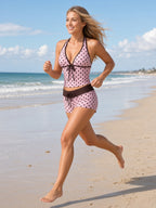 Contrast-Trim Halter Tankini and Boyshort Set