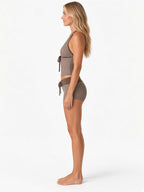 Contrast-Trim Halter Tankini and Boyshort Set