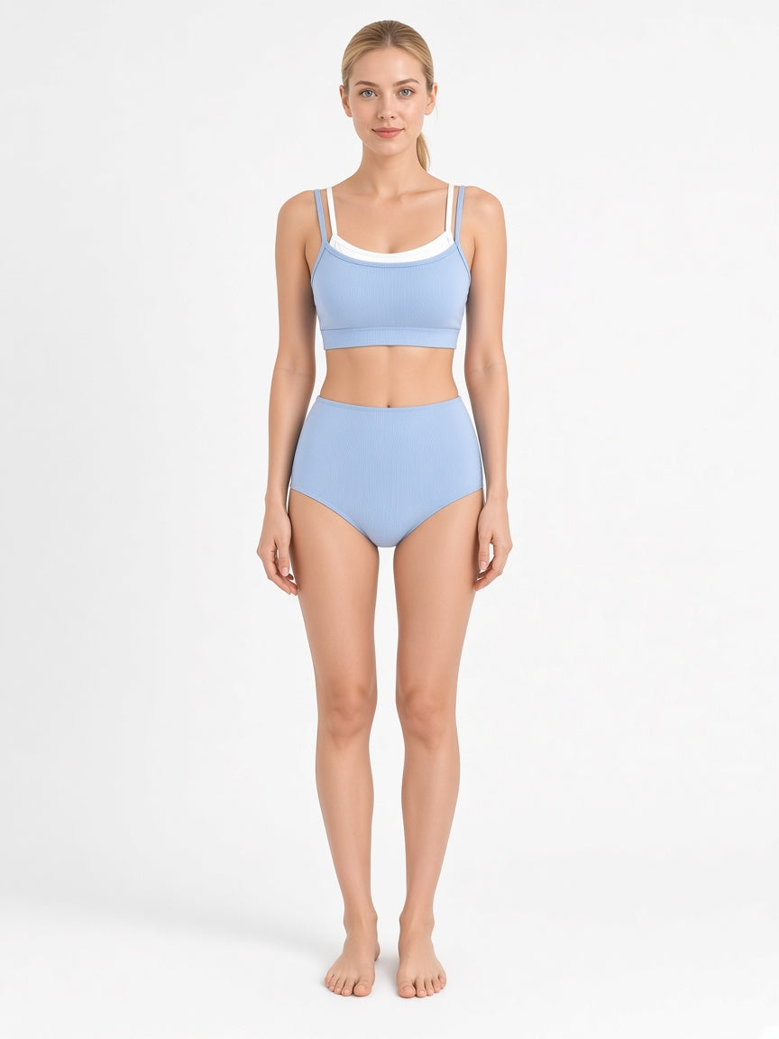 Layered-Look Three-Piece Bikini & Skirt Set
